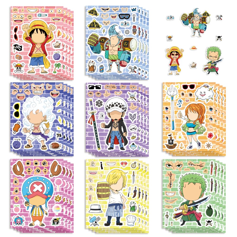 Phone Accessories Supplier - 8/16/24 Blatt One Piece Luffy Kinder-Puzzle-Aufkleber