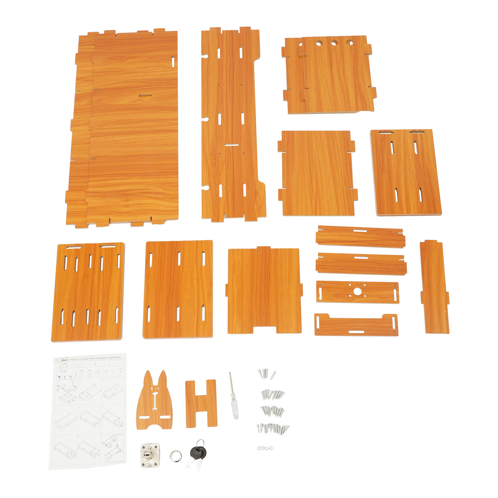 Phone Accessories Cabinet - Ergonomischer MDF-Monitorständer mit 3 abschließbaren Schubladen,