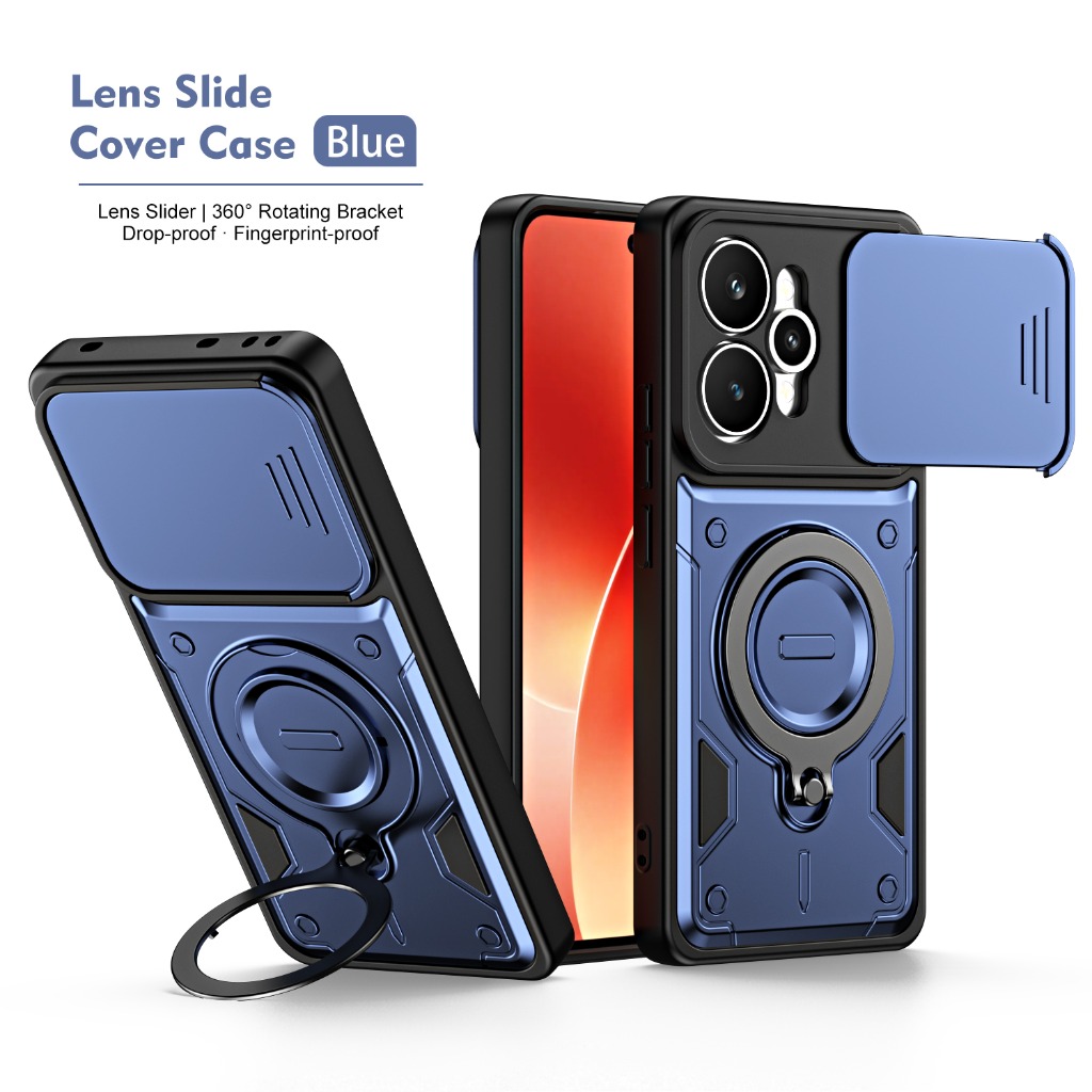 Phone Accessories Ring - Stoßfeste Handyhülle mit Schiebe-Kameraabdeckung 360° °